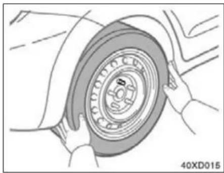 Illustration of hands installing a car tire component on a vehicle wheel (no text or symbols visible)
