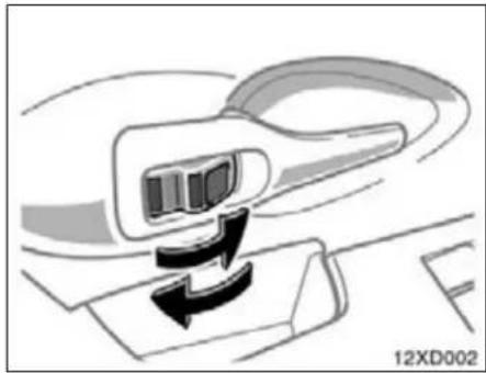 Diagram of a car interior showing a tool interacting with a surface, no text or symbols present