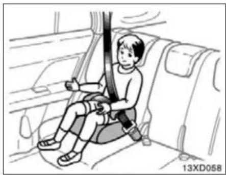 Illustration of a child wearing a seatbelt inside a vehicle (no text or symbols)