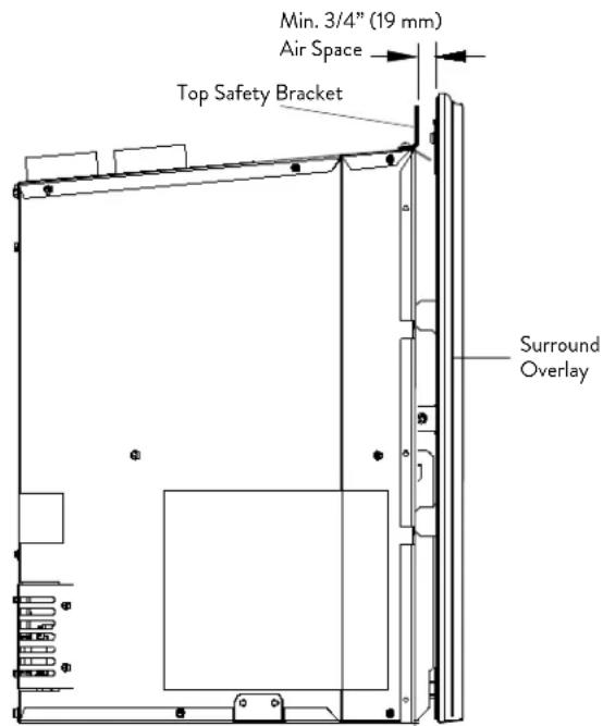 Min. 3/4" (19 mm) Air Space Top Safety Bracket Surround Overlay
