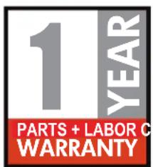 1 YEAR PARTS + LABOR C WARRANTY