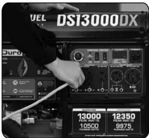 UEL DS13000DX Duro CONTROL CENTER BASOLINE 13000 PEAK WAT TB 10500 FLOWING WAT TB 12350 PEAK WAT TB 9975 FLOWING WAT TB
