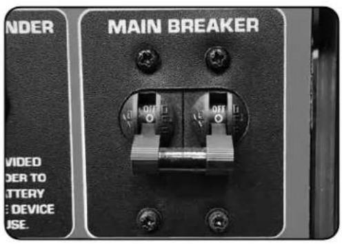 NDER MAIN BREAKER VIDED DER TO BATTERY E DEVICE USE.