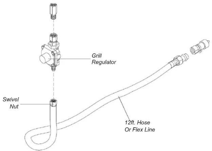 Grill Regulator Swivel Nut 12ft. Hose Or Flex Line