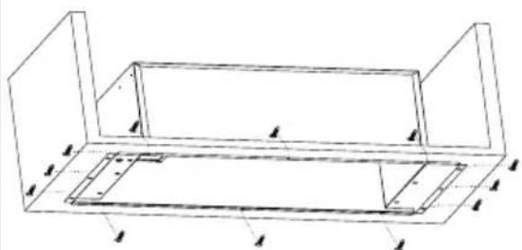 Technical line drawing of a rectangular frame with internal supports and mounting points (no text or symbols)