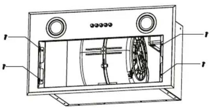 Technical diagram of a device with labeled components, showing internal structure and mounting points.