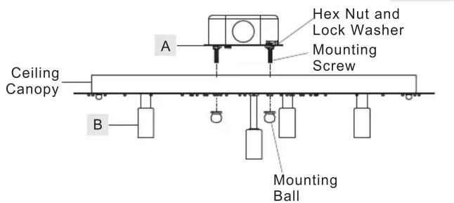 Hex Nut and Lock Washer Mounting Screw Ceiling Canopy Mounting Ball