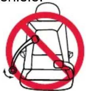 Safety warning symbol for a backpack with no liability, indicating no change or absence of usage.
