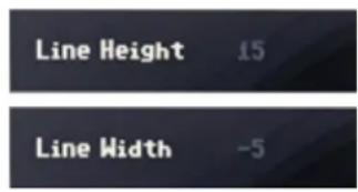 Line Height 15 Line Width -5