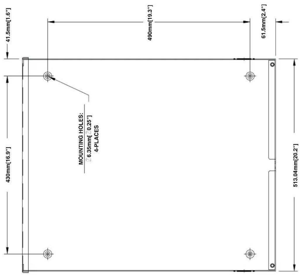 430mm[16.9"] 41.5mm[1.6"] MOUNTING HOLES: 6.35mm[0.25"] 4-PLACES 490mm[19.3"] 61.5mm[2.4"] 513.04mm[20.2"]