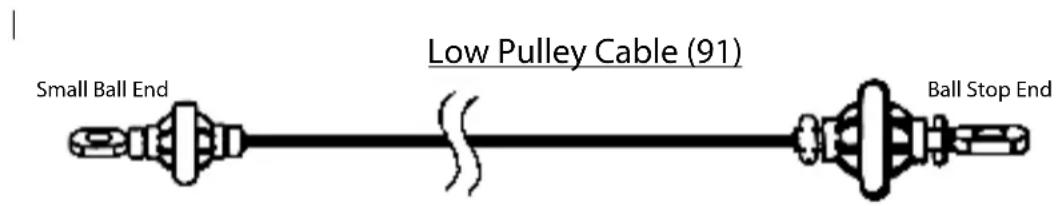 Low Pulley Cable (91) Small Ball End Ball Stop End