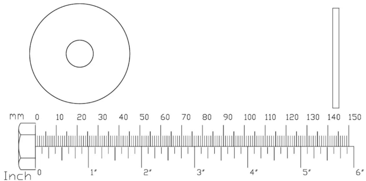 mm 0 10 20 30 40 50 60 70 80 90 100 110 120 130 140 150 Inch 0 1" 2" 3" 4" 5" 6"