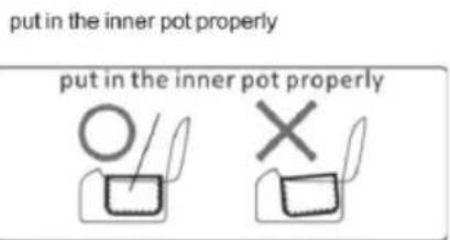 put in the inner pot properly put in the inner pot properly