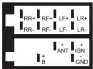 RR+ RF+ LF+ LR+ RR- RF- LF- LR- + ANT + IGN B GND