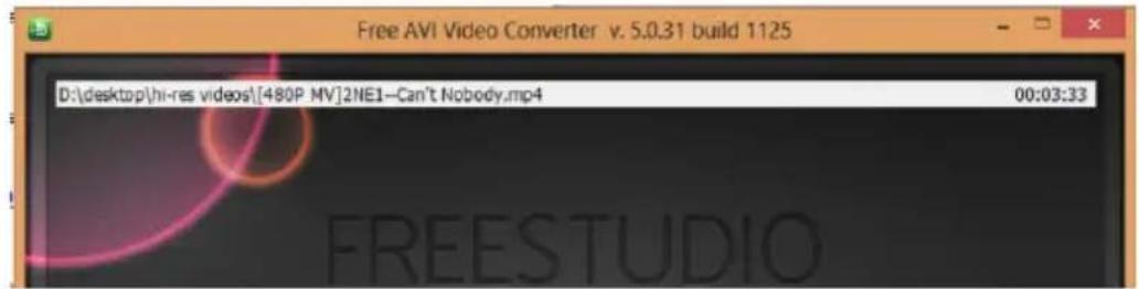 Free AVI Video Converter v. 5.0.31 build 1125 D:\desktop\hi-res videos[480P MV]2NE1—Can't Nobody.mp4 00:03:33 FREESTUDIO