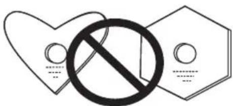 Warning symbol with a crossed-out circle and two heart-shaped signs, indicating no protection or rejection.
