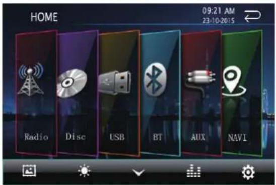 HOME 09:21 AM 23-10-2015 Radio Disc USB BT AUX NAVI