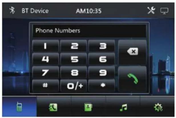 BT Device AM10:35 Phone Numbers 1 2 3 4 5 6 7 8 9 0/+ *