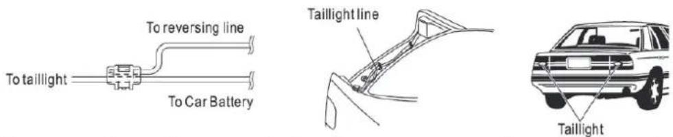 To taillight To reversing line To Car Battery Taillight line Taillight