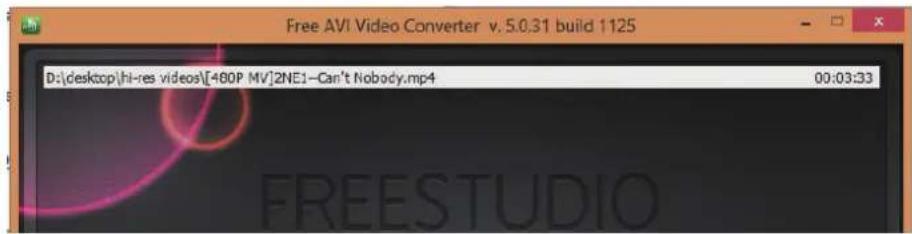 Free AVI Video Converter v.5.0.31 build 1125 D:\desktop\hi-res videos[480P MV]2NE1—Can't Nobody.mp4 00:03:33 FREESTUDIO