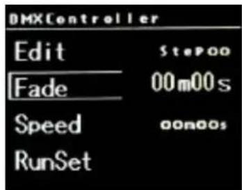 DMXController Edit Stepoo Fade 00m00s Speed aonoos RunSet