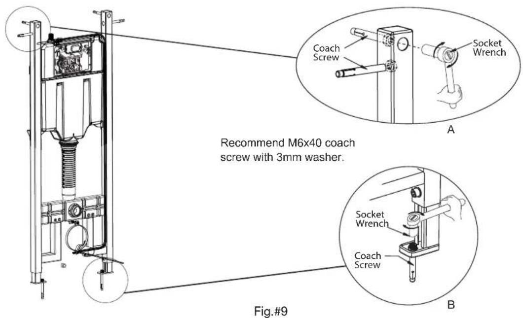 Coach Screw Socket Wrench A Recommend M6x40 coach screw with 3mm washer. Socket Wrench Coach Screw Fig.#9 B