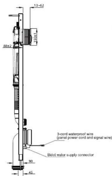 13-62 88+2 50=1 3-cord waterproof wire (panel power cord and signal wire) Bidet water supply connector 90 45