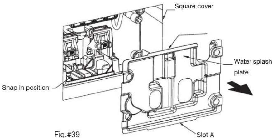 Square cover Snap in position Water splash plate Slot A Fig.#39