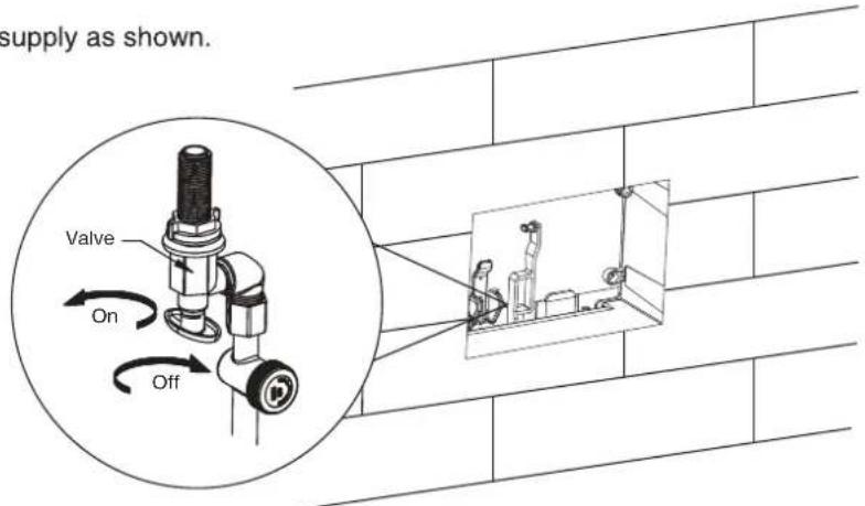 supply as shown. Valve On Off