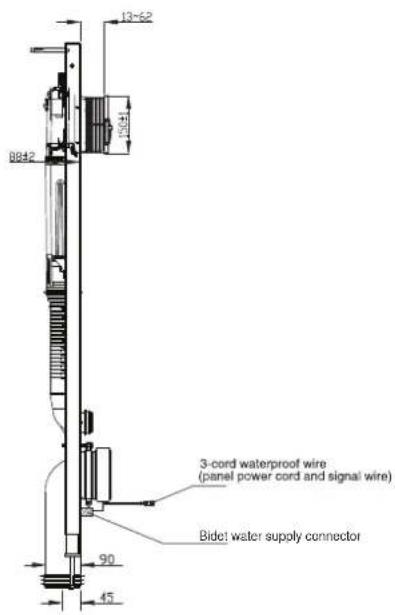 13-52 8842 3-cord waterproof wire (panel power cord and signal wire) Bidet water supply connector 90 45