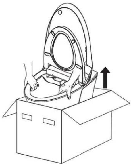 KOHLER K-5402A-0 - Hold the edge of toilet bowl and slide out from packaging box. - 2