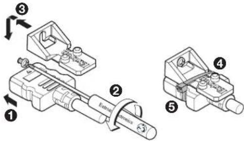 Technical diagram showing exploded view of a mechanical assembly with numbered components and labeled parts