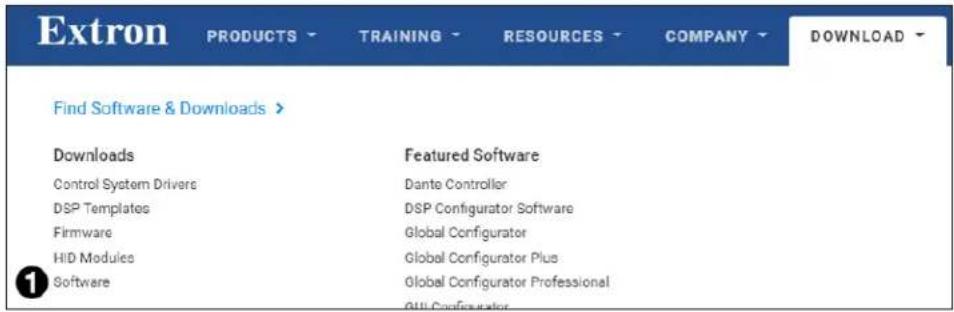 Extron PRODUCTS TRAINING RESOURCES COMPANY DOWNLOAD Find Software & Downloads > Downloads Featured Software Control System Drivers Dante Controller DSP Templates DSP Configurator Software Firmware Global Configurator HID Modules Global Configurator Plus Software Global Configurator Professional 1 000 Configurator
