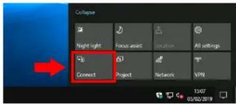 Collapse Night light Focus asset Location All settings Connect Project Network VPN 1307 05/02/2019