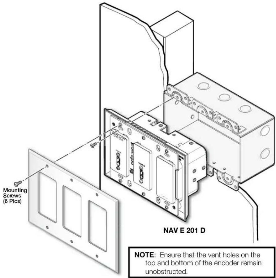 Mounting Screws (6 Plcs) NAV E 201 D NOTE: Ensure that the vent holes on the top and bottom of the encoder remain unobstructed.