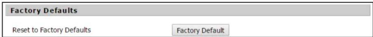 Factory Defaults Reset to Factory Defaults Factory Default