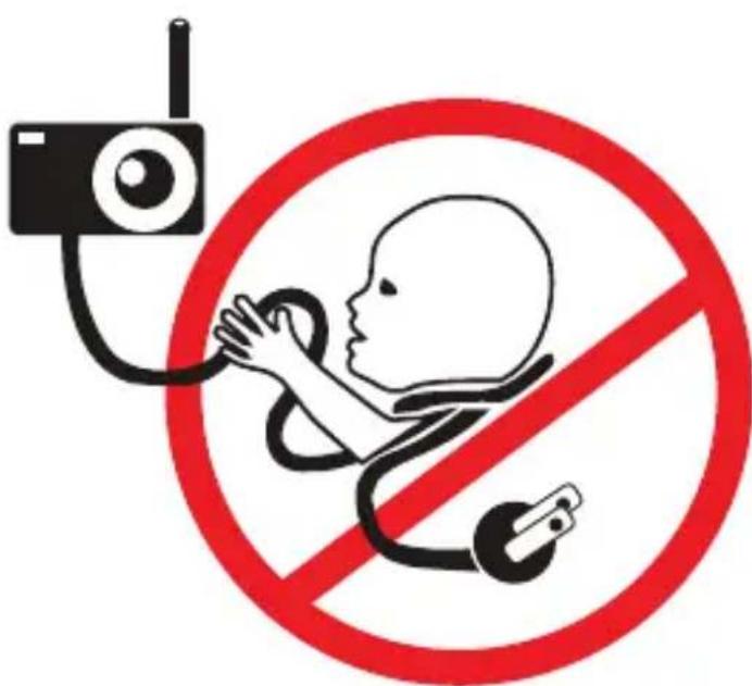 Prohibition sign showing a child with stethoscope inside a circle, indicating no smoking or anti-smoking.