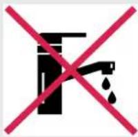 Prohibition sign with black faucet and red prohibition symbol crossed