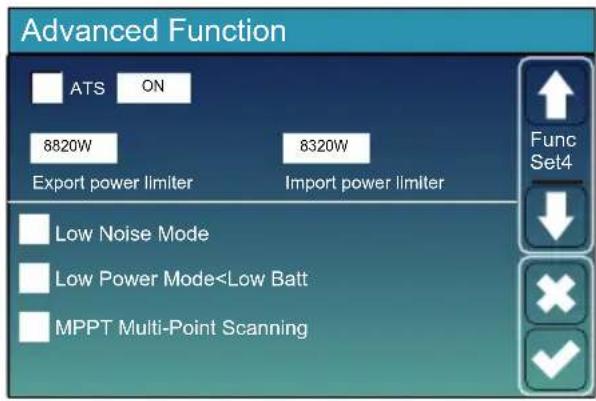 Advanced Function ATS ON 8820W 8320W Export power limiter Import power limiter Low Noise Mode Low Power Mode