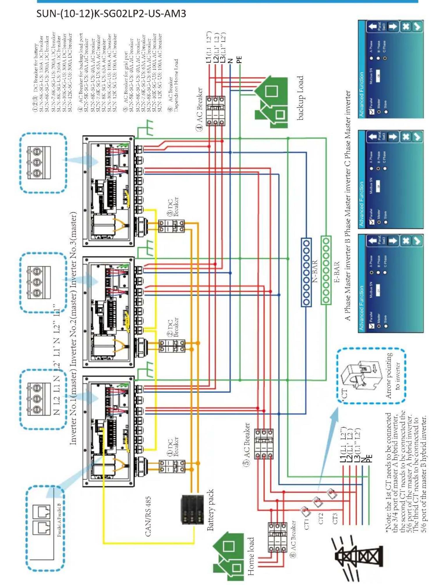 Deye SUN-5K-SG02LP2-US-AM2 - Parallel connection for 120/208 three phase - 2