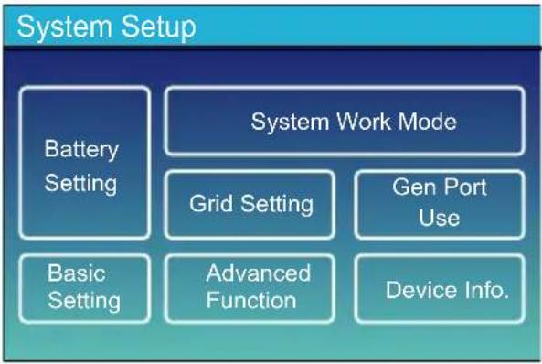 Deye SUN-5K-SG02LP2-US-AM2 - System Setup Menu - 1