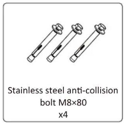 Stainless steel anti-collision bolt M8×80 x4