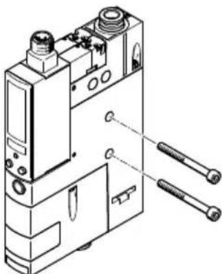 Technical diagram of a mechanical device with labeled parts and connection points