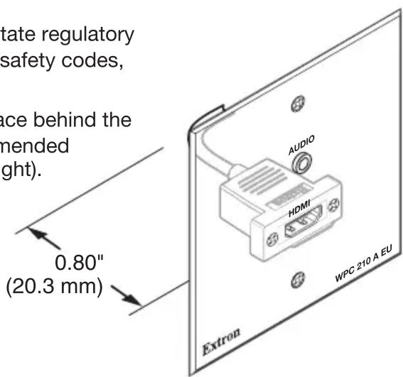 state regulatory safety codes, ace behind the mended ght). 0.80" (20.3 mm) Extron AUDIO HDMI WPC 210 A EU