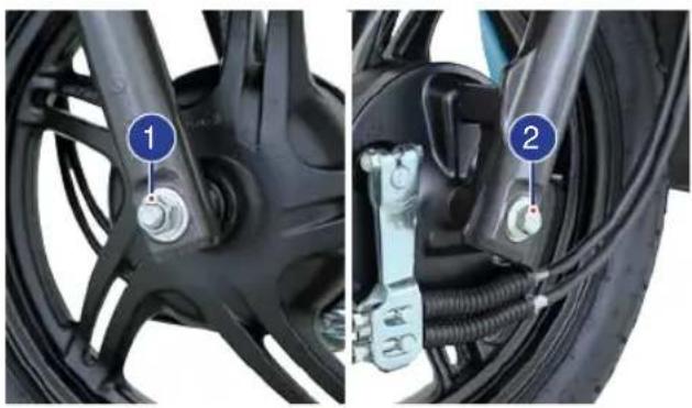 TVS Jupiter SmartXonnect Disc & Drum - FRONT WHEEL REMOVAL AND REASSEMBLY Drum brake - 1