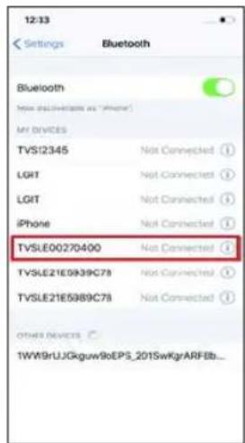 12:33 Settings Bluetooth Bluetooth How disconnected as "Phone" My Devices TVS12345 Not Connected ① LGI7 Not Connected ① LGI7 Not Connected ① iPhone Not Connected ① TVSLE00270400 Not Connected ① TVSLE21E0939C78 Not Connected ① TVSLE21E5989C78 Not Connected ① OTHER DEVICES: 1WW9rUJGkguw9oEPS_201SwKgrARF8b...
