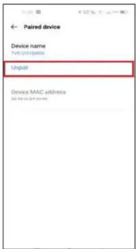 Paired device Device name Unpair Device MAC address