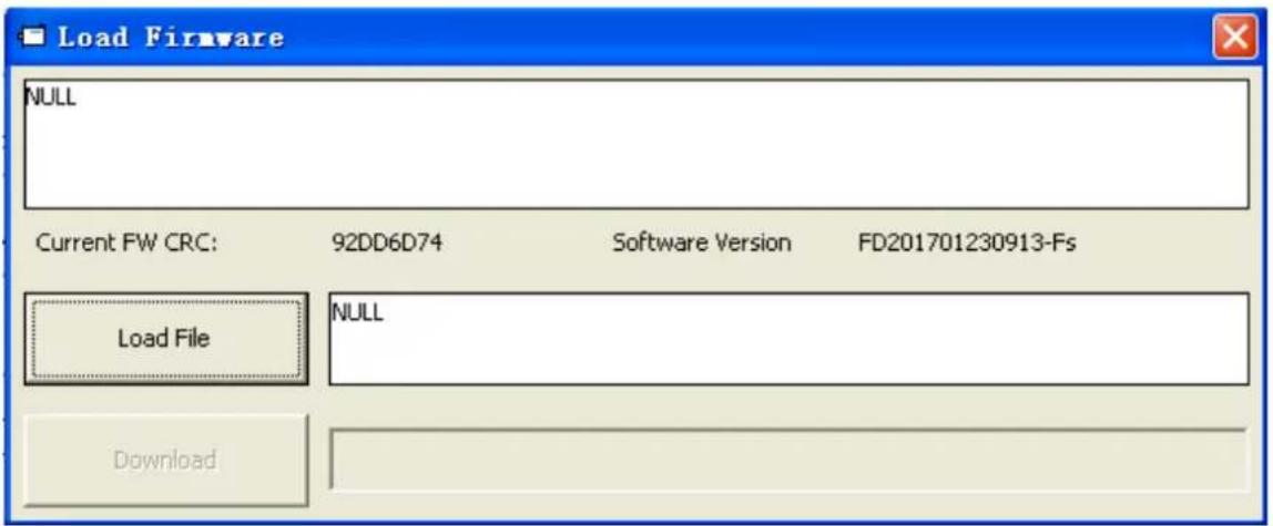 Load Firmware NULL Current FW CRC: 92DD6D74 Software Version FD201701230913-Fs Load File NULL Download