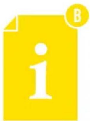 Yellow document icon with white lowercase 'i' and circular 'B' symbol (no text or data)