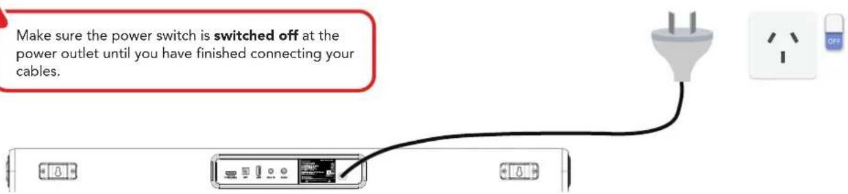 Make sure the power switch is switched off at the power outlet until you have finished connecting your cables.